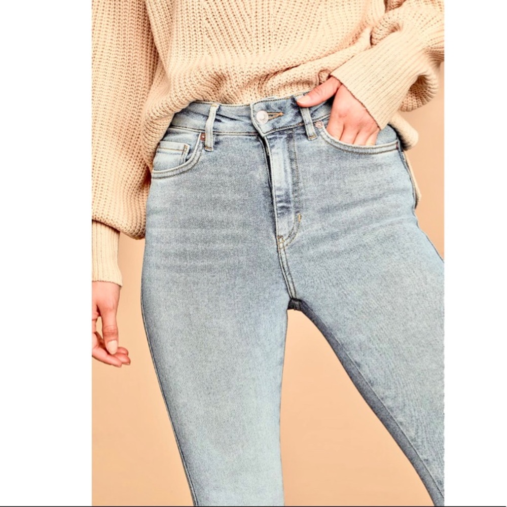HP⭐️FREE PEOPLE Raw High-Rise Jeggings NWT 27 Acid - Picture 4 of 16